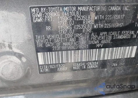 2022 Toyota Rav4 Le from USA, damaged, VIN 2T3F1RFV6NC318241